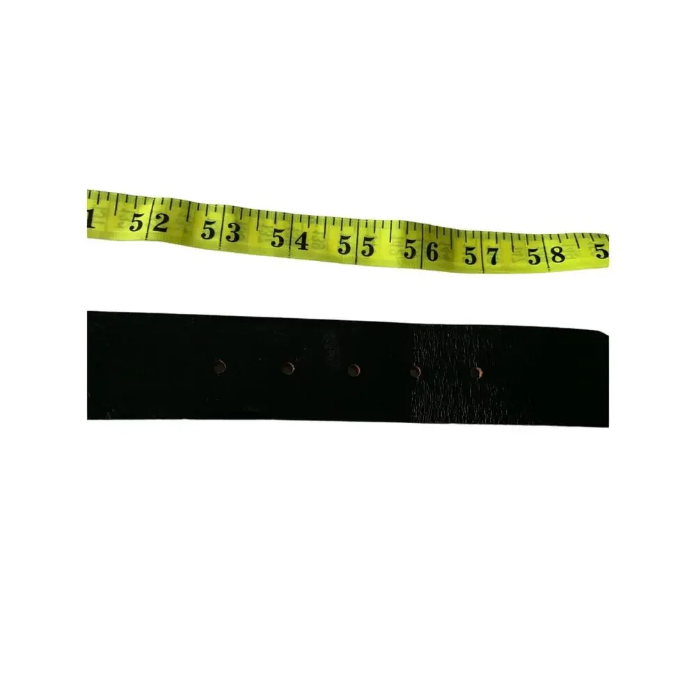Mens Black Leather Belt Top Grain Oil Tan Leather Belt Square Buckle Size 56 Z6